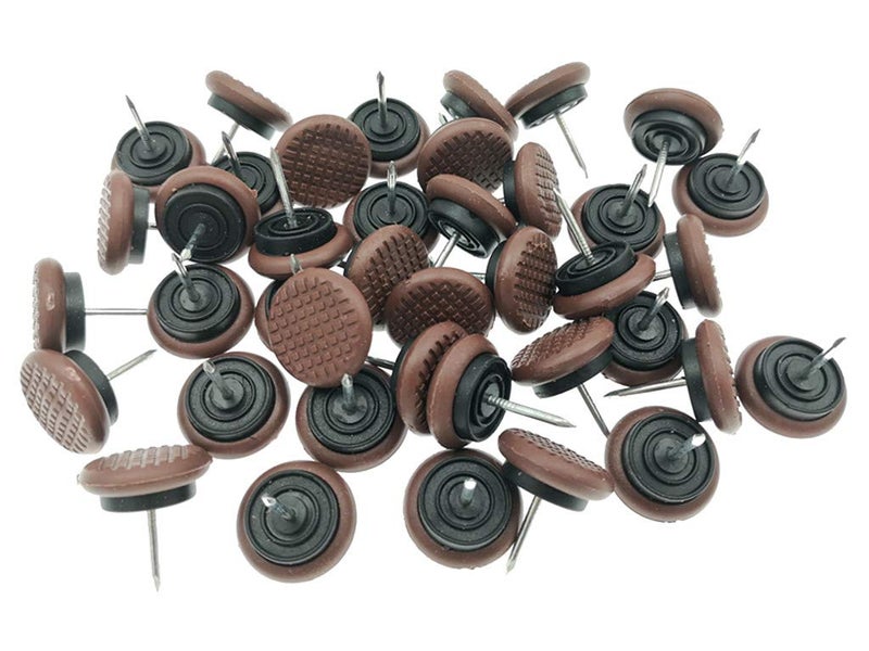 ALIMITOPIA 40pcs Furniture Chair Glide Nail-in Thickened Nylon Slider Pad Floor Protector for Wooden Furniture Chair Tables Leg Feet(Î¦24mm or 15/16";Brown) - Image 1